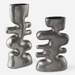 Uttermost 18145 Free Flowing Nickel Ceramic Vases Set Of 2 with Tarnished Metallic Glaze