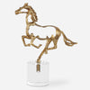 Uttermost 18146 Gallop Gold Horse Sculpture with Crystal Base for Elegant Home Decor