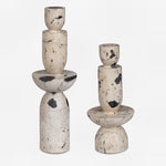 Uttermost 17124 Nouveau Tower Sculptures Set Of 2 in White Limestone with Black Accents