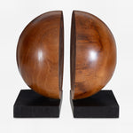 Uttermost 17128 Teak And Noir Bookends Set Of 2 with Natural Wood Grain and Black Bases