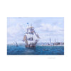 Sailing ship on the water with a clear sky