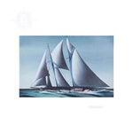 Old Modern Handicrafts Sandor Bernath Yacht Scene Canvas Print – Dynamic Seascape Wall Art 23x35 in