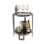 Old Modern Handicrafts Anne Home Round End Table – Black Tempered Glass & Chrome Frame, 22" Tall Modern Accent Table