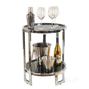 Old Modern Handicrafts Anne Home Round End Table – Black Tempered Glass & Chrome Frame, 22