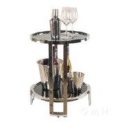 Old Modern Handicrafts Anne Home Round End Table – Black Tempered Glass & Chrome Frame, 22