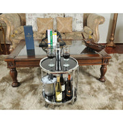 Old Modern Handicrafts Anne Home Round End Table – Black Tempered Glass & Chrome Frame, 22