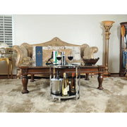 Old Modern Handicrafts Anne Home Round End Table – Black Tempered Glass & Chrome Frame, 22