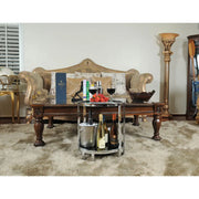 Old Modern Handicrafts Anne Home Round End Table – Black Tempered Glass & Chrome Frame, 22