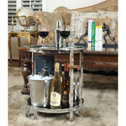 Old Modern Handicrafts Anne Home Round End Table – Black Tempered Glass & Chrome Frame, 22