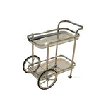 Iron Trim 2-Tier Serving Trolley with Glass Shelves – Chrome Bar Cart