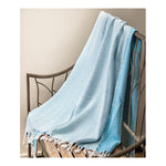 Manual Woodworkers and Weavers Chevron Aquama Cotton Throw Blanket, 50 x 60 Inches, Aqua Blue and White Zigzag Pattern, Soft and Breathable