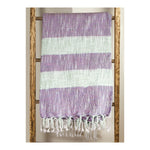 Manual Woodworkers and Weavers Cotton Stripe Throw Blanket, 50 x 60 Inches, Lavender and White, Soft Lightweight Cotton for Cozy Home Decor