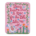 Polyester Throw JESUS LOVES ME Pink Bird – 30x40 Inch by Manual Woodworkers