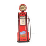 Antique Gas Pump Model with Clock 21" H – Red Iron Replica Display By Old Modern Handicrafts