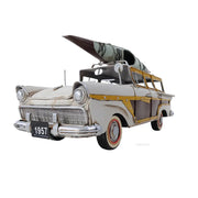 Old Modern Handicrafts 1957 Ford Woody-Look Country Squire Model – 1:15 Iron Vintage Wagon with Roof Kayak, 13.5