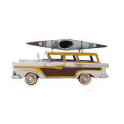 Old Modern Handicrafts 1957 Ford Woody-Look Country Squire Model – 1:15 Iron Vintage Wagon with Roof Kayak, 13.5
