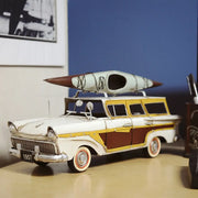 Old Modern Handicrafts 1957 Ford Woody-Look Country Squire Model – 1:15 Iron Vintage Wagon with Roof Kayak, 13.5