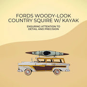 Old Modern Handicrafts 1957 Ford Woody-Look Country Squire Model – 1:15 Iron Vintage Wagon with Roof Kayak, 13.5