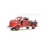 Old Modern Handicrafts 1938 Red Ford Fire Engine Truck Model – 1:40 Handcrafted Iron Collectible with Rolling Wheels, 14.5" Length