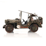 Iron Vintage Jeep Model 11" L - 1941 Willys Overland Replica - Green Military Vehicle By Old Modern Handicrafts