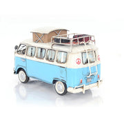 Old Modern Handicrafts Volkswagen Camp Bus – Handmade Iron Hippie Van with Rolling Wheels, 11.5