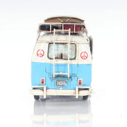 Old Modern Handicrafts Volkswagen Camp Bus – Handmade Iron Hippie Van with Rolling Wheels, 11.5