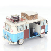 Old Modern Handicrafts Volkswagen Camp Bus – Handmade Iron Hippie Van with Rolling Wheels, 11.5