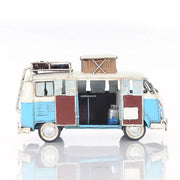 Old Modern Handicrafts Volkswagen Camp Bus – Handmade Iron Hippie Van with Rolling Wheels, 11.5