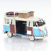 Old Modern Handicrafts Volkswagen Camp Bus – Handmade Iron Hippie Van with Rolling Wheels, 11.5
