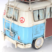 Old Modern Handicrafts Volkswagen Camp Bus – Handmade Iron Hippie Van with Rolling Wheels, 11.5
