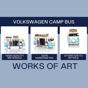 Old Modern Handicrafts Volkswagen Camp Bus – Handmade Iron Hippie Van with Rolling Wheels, 11.5
