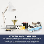 Old Modern Handicrafts Volkswagen Camp Bus – Handmade Iron Hippie Van with Rolling Wheels, 11.5