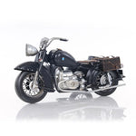 Black Vintage Motorcycle Model 8" – WWII BMW R75 Replica with Sidecar in Iron By Old Modern Handicrafts