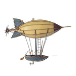 Steampunk Airship 14" W– Handmade Iron Fantasy Model with Rowboat & Propeller By Old Modern Handicrafts