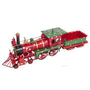 Christmas Train Model – Red Decorative Display – Handmade Iron Holiday Collectible By Old Modern Handicrafts
