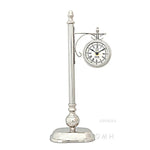 Vintage Lamp Post Clock 16.25" H– Brass and Aluminum – One Sided Hanging Desk Clock By Old Modern Handicrafts