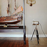 Wooden Base Floor Lamp – 29 Inch Height – Aluminum Spotlight Accent