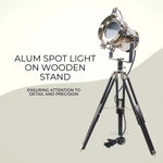 Aluminum Floor Lamp Spotlight – 29 Inch Height – Wooden Stand Design