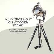Aluminum Floor Lamp Spotlight – 29 Inch Height – Wooden Stand Design