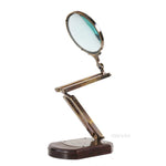 Brass Magnifying Glass with Wooden Base – 28 Inch Adjustable Desk Decor By Old Modern Handicrafts