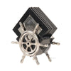 Aluminum and Wood Coaster Set of 6 – Ship Wheel Stand – Nautical Table Decor