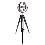 Decorative Brass Armillary – Coffee Wood Base – Etched Zodiac Design By Old Modern Handicrafts