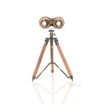 Brass & Wood Binoculars on Stand – 11 Inch – Victorian Decorative Accent By Old Modern Handicrafts
