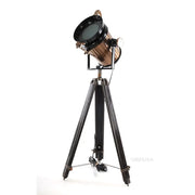 Alum/Steel Spot Light Wood Stand – 65.5 Inch Height – Textured Glass Floor Lamp