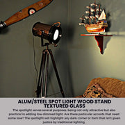 Vintage Style Spot Light – 65.5 Inch Height – Textured Glass and Wood Base