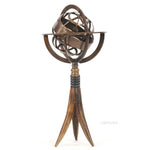 Decorative 12" Brass Armillary – Buffalo Horn Support – Nautical Display Piece By Old Modern Handicrafts