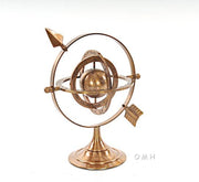 Brass Armillary Sculpture – Rotating Globe with Zodiac Symbols – 8