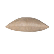 Beige woven pillow on a white background