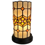 Amora Lighting Tiffany Style Floral Mini Table Lamp, 10" Tall, Handcrafted Stained Glass Shade with Vintage Bronze Base