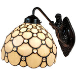Amora Lighting Tiffany Style Wall Lamp, 8" Wide, Handcrafted Stained Glass Shade with Vintage Curved Design for Accent Lighting